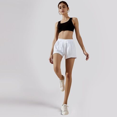 Women Sweat Shorts Athletic High Waisted with Deep Pockets Comfy Loose Fit, Elastic Drawstring Summer Casual Wear in Saudi Arabia