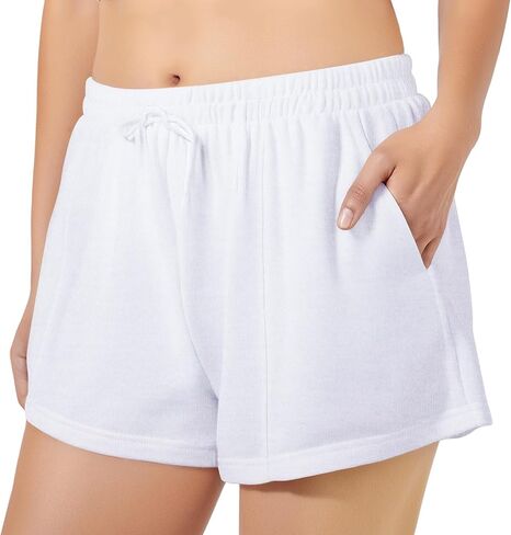 Women Sweat Shorts Athletic High Waisted with Deep Pockets Comfy Loose Fit, Elastic Drawstring Summer Casual Wear in Saudi Arabia