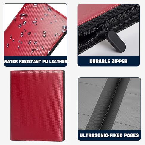 1000+ Pockets Trading Card Binder, 16 Pocket Ringless Card Binder Album Folder - Premium Side Loading Zip Binder for Yu-Gi-Oh, TCG, Sports, Game Trading Cards -Black in Kuwait