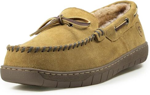 ARIAT Men's Indoor/Outdoor Warm Comfortable Harrison Moccasin Slippers with Genuine Suede Leather Upper in Saudi Arabia