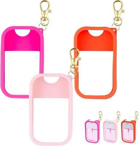 Silicone Case Compatible with Touchland Hand Sanitizer Spray, Protective Case with Keychain for Power Mist and Glow Mist 1 fl oz, Hand Sanitizer Spray Accessory (Colourful 1, 3 Pack) in Kuwait