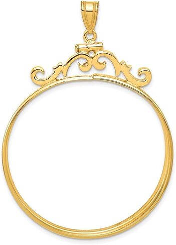 Roy Rose Jewelry Gold Coin Mounting | Mecican 50 Peso Coins | 37mm | Screw Top | Plain, Reeded Edge, Diamond-cut, Wheat, Foxtail Bezel Pendant Frames | Solid 14K Gold in Saudi Arabia