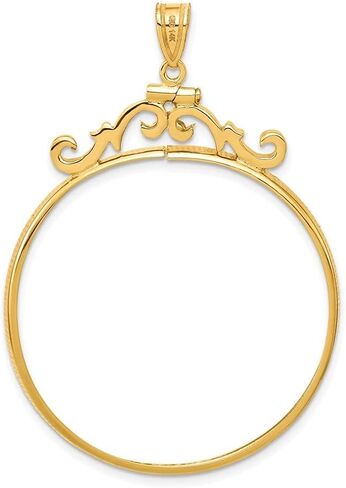 Roy Rose Jewelry Gold Coin Mounting | Mecican 50 Peso Coins | 37mm | Screw Top | Plain, Reeded Edge, Diamond-cut, Wheat, Foxtail Bezel Pendant Frames | Solid 14K Gold in Saudi Arabia