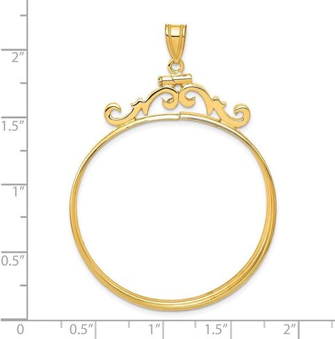 Roy Rose Jewelry Gold Coin Mounting | Mecican 50 Peso Coins | 37mm | Screw Top | Plain, Reeded Edge, Diamond-cut, Wheat, Foxtail Bezel Pendant Frames | Solid 14K Gold in Saudi Arabia