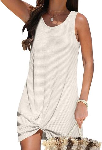 Sleeveless Swimsuit Coverup for Women, Waffle Knit Swimsuit, Beach Vacation Outfits Twisted Mini Dress in Kuwait