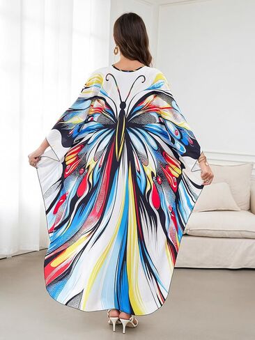 Caftan Dresses Bohemian Beachwear Kimono Bathing Suit Coverup Loose Fit Floral Print Holiday in Saudi Arabia