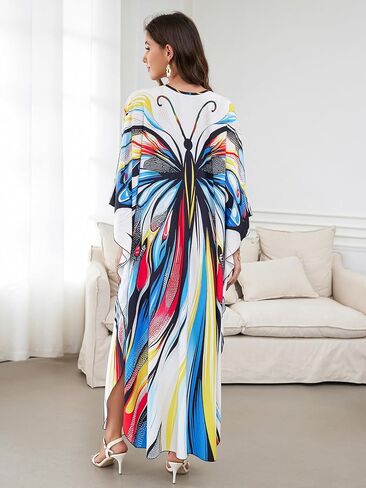 Caftan Dresses Bohemian Beachwear Kimono Bathing Suit Coverup Loose Fit Floral Print Holiday in Saudi Arabia