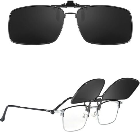 Myiaur Clip on Sunglasses Over Prescription Glasses for Men Women Polarized Flip Up Glasses UV400 Protection Metal Frame in Kuwait