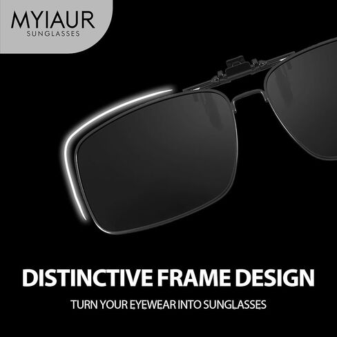 Myiaur Clip on Sunglasses Over Prescription Glasses for Men Women Polarized Flip Up Glasses UV400 Protection Metal Frame in Kuwait