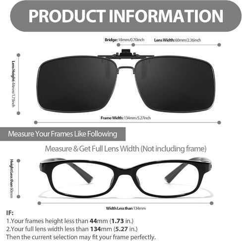 Myiaur Clip on Sunglasses Over Prescription Glasses for Men Women Polarized Flip Up Glasses UV400 Protection Metal Frame in Kuwait
