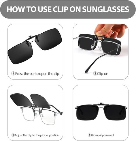 Myiaur Clip on Sunglasses Over Prescription Glasses for Men Women Polarized Flip Up Glasses UV400 Protection Metal Frame in Kuwait