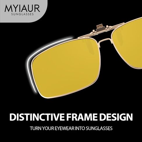 Myiaur Clip on Sunglasses Over Prescription Glasses for Men Women Polarized Flip Up Glasses UV400 Protection Metal Frame in Kuwait