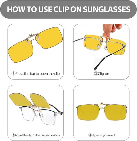 Myiaur Clip on Sunglasses Over Prescription Glasses for Men Women Polarized Flip Up Glasses UV400 Protection Metal Frame in Kuwait
