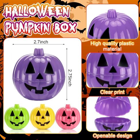 Lallisa 120 Pcs Halloween Pumpkin Containers Plastic Storage Box Case Bulk, Mini Pumpkin Egg Candy Gift Bucket for Halloween Trick Treat Decoration Party Supplies(Orange) in Saudi Arabia