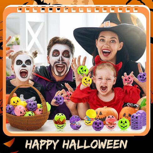Lallisa 120 Pcs Halloween Pumpkin Containers Plastic Storage Box Case Bulk, Mini Pumpkin Egg Candy Gift Bucket for Halloween Trick Treat Decoration Party Supplies(Orange) in Saudi Arabia