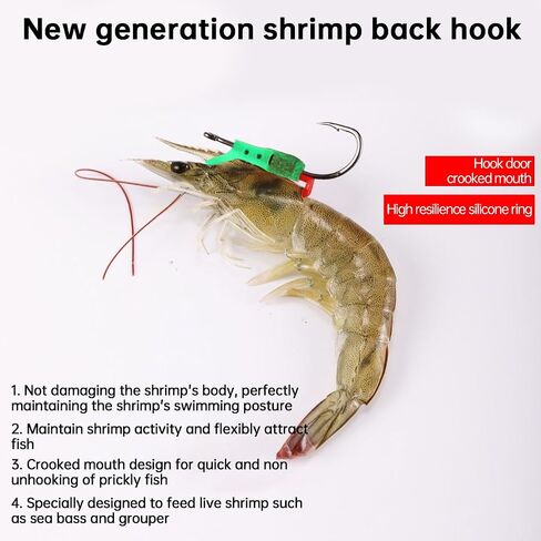 10Pcs Luminous Live Shrimp Hooks,Holes with Night Light Fishing Hooks High Carbon Steel Barbed with Barbed,Saltwater Corrosion-Resistant for Freshwater & Saltwater Fishing in Kuwait