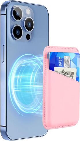 SHANSHUI Magnetic Phone Wallet, Durable Leather Wallet Card Holder for Back of Phone Compatible with iPhone 16/15/ 14/13/ 12 Mini/Plus/Pro/Pro Max in Kuwait