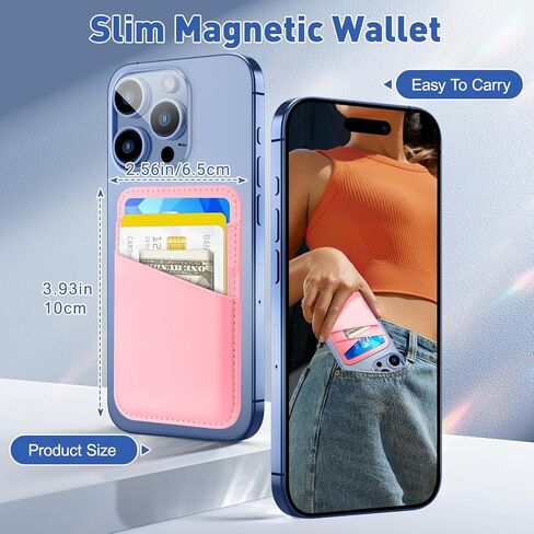 SHANSHUI Magnetic Phone Wallet, Durable Leather Wallet Card Holder for Back of Phone Compatible with iPhone 16/15/ 14/13/ 12 Mini/Plus/Pro/Pro Max in Kuwait