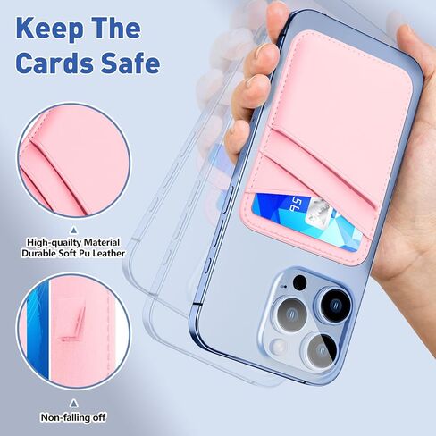 SHANSHUI Magnetic Phone Wallet, Durable Leather Wallet Card Holder for Back of Phone Compatible with iPhone 16/15/ 14/13/ 12 Mini/Plus/Pro/Pro Max in Kuwait