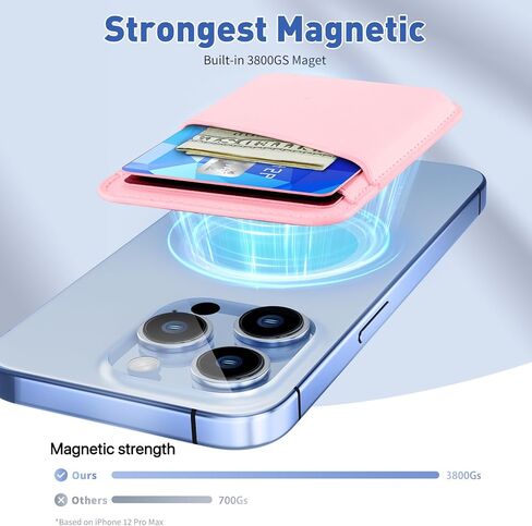 SHANSHUI Magnetic Phone Wallet, Durable Leather Wallet Card Holder for Back of Phone Compatible with iPhone 16/15/ 14/13/ 12 Mini/Plus/Pro/Pro Max in Kuwait