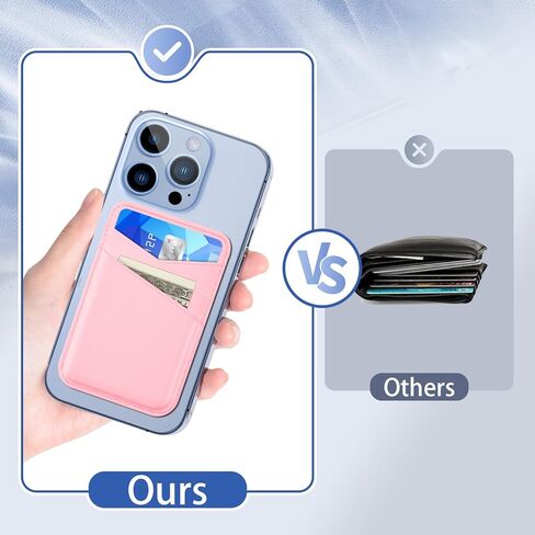 SHANSHUI Magnetic Phone Wallet, Durable Leather Wallet Card Holder for Back of Phone Compatible with iPhone 16/15/ 14/13/ 12 Mini/Plus/Pro/Pro Max in Kuwait