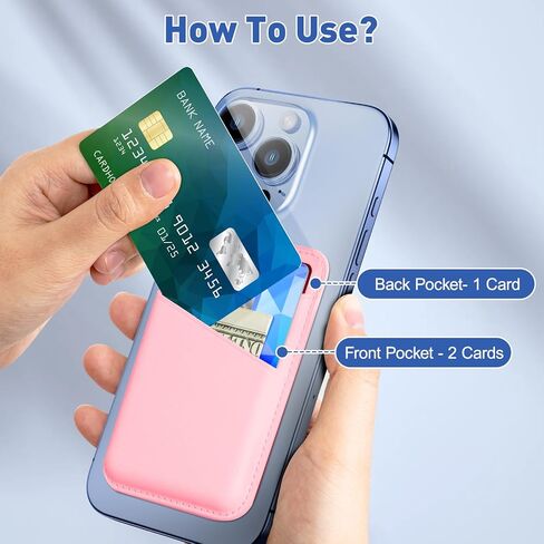 SHANSHUI Magnetic Phone Wallet, Durable Leather Wallet Card Holder for Back of Phone Compatible with iPhone 16/15/ 14/13/ 12 Mini/Plus/Pro/Pro Max in Kuwait