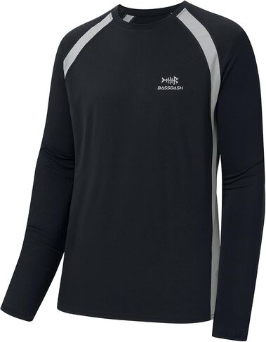 BASSDASH Men's UPF 50+ Wrinkle-Free Fishing Shirt Long Sleeve Casual Tee with Breathable Mesh for Hiking Running SR01M in Saudi Arabia