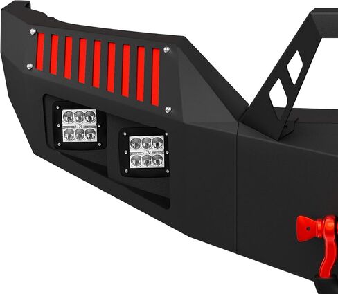 Off-Road Front Bumper Compatible with 2016-2018 Chevy Chevrolet Silverado 1500 Pickup Truck Bumper with Paintable Decor, Winch Plate & D-rings, Black (without Sensor Holes) in Saudi Arabia