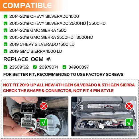 Smoked LED 3rd Third Brake Light for 2014-2018 Chevy Silverado GMC Sierra 1500 2500HD 3500HD, Rear Cab Roof Cargo Light High Mount Stop Tail Light Assembly, Replace OEM 23509162 in Saudi Arabia