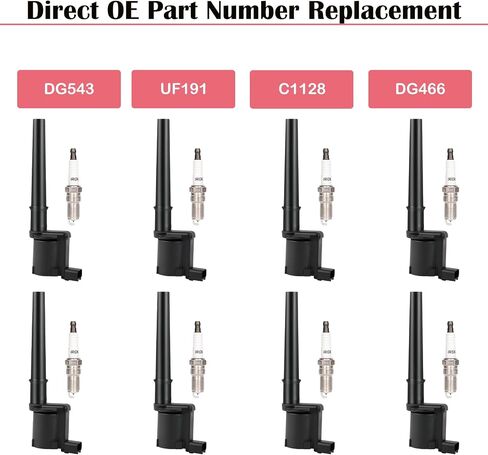 Set of 8 Ignition Coil Pack and Spark Plugs fits for 2003 2004 2005 Lincoln Navigator Aviator Continental Blackwood Mark VIII Ford Mustang Mercury Marauder Panoz Esperante Replaces DG543 in Saudi Arabia