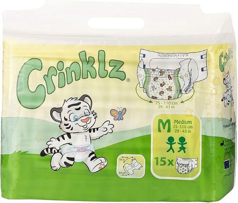 Crinklz Tab-Style Briefs Adult Printed Diapers, Medium, Pack/15 in Saudi Arabia