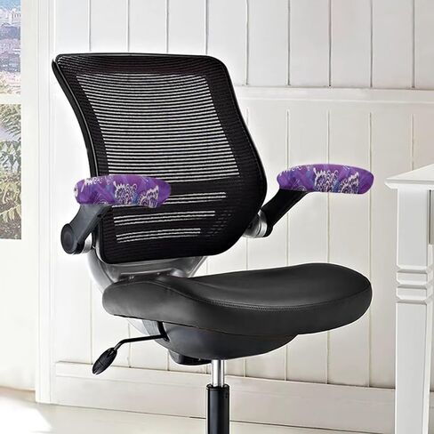 Butterfly Office Chair Armrest Slipcovers Set of 2, Stretchable Purple Armrest Protectors with Elastic Band, Removable Comfortable Office Chair Arms Protector in Saudi Arabia