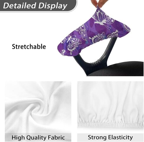 Butterfly Office Chair Armrest Slipcovers Set of 2, Stretchable Purple Armrest Protectors with Elastic Band, Removable Comfortable Office Chair Arms Protector in Saudi Arabia