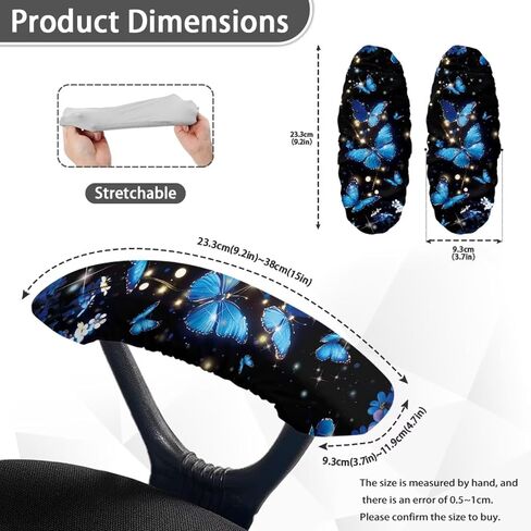 Butterfly Office Chair Armrest Slipcovers Set of 2, Stretchable Purple Armrest Protectors with Elastic Band, Removable Comfortable Office Chair Arms Protector in Saudi Arabia