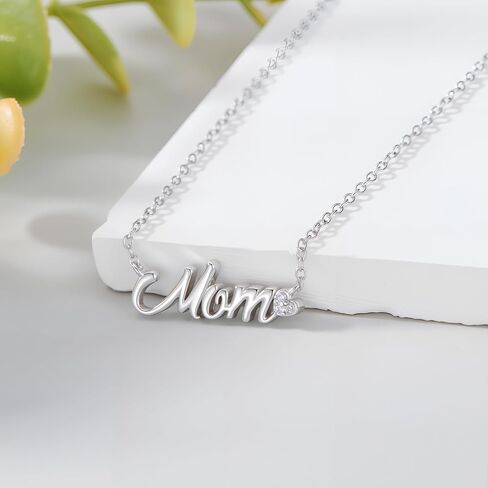 Silver Mama Necklace Gifts for New Mom Sterling Silver Mom Necklace With Lab Grown Diamond Birthday Gifts Travel Accessories for Women in Saudi Arabia