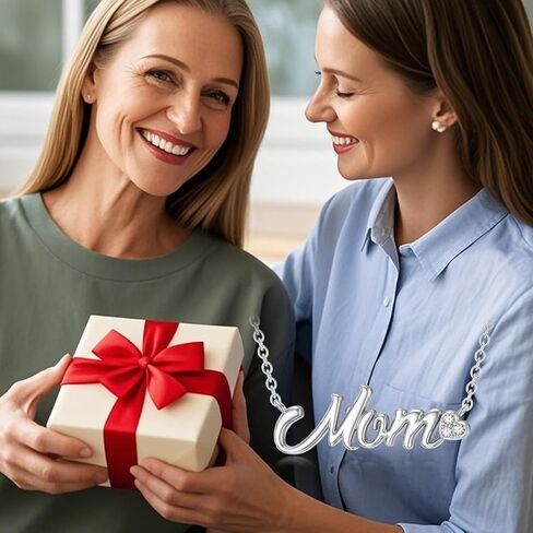 Silver Mama Necklace Gifts for New Mom Sterling Silver Mom Necklace With Lab Grown Diamond Birthday Gifts Travel Accessories for Women in Saudi Arabia