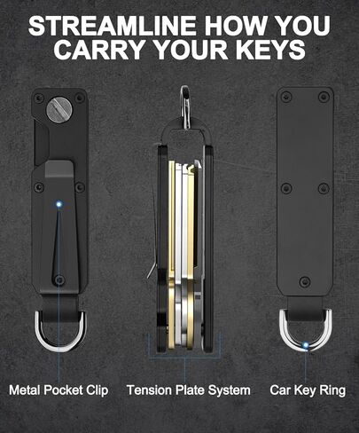 منظم رئيسي للرجال - حامل مفتاح معدني مضغوط | أصحاب المفاتيح المبتكرة الحد الأدنى | سلسلة المفاتيح الذكية تؤمن 1-5 مفاتيح in Kuwait