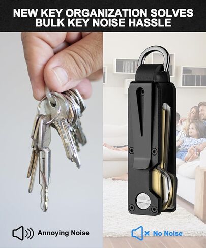 منظم رئيسي للرجال - حامل مفتاح معدني مضغوط | أصحاب المفاتيح المبتكرة الحد الأدنى | سلسلة المفاتيح الذكية تؤمن 1-5 مفاتيح in Kuwait