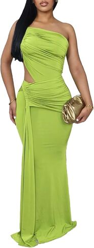 Ptorlio Womens Summer Maxi Dress Sexy Party Vacation Bodycon Ruched Backless Stretchy Asymmetrical Long Dresses in Kuwait