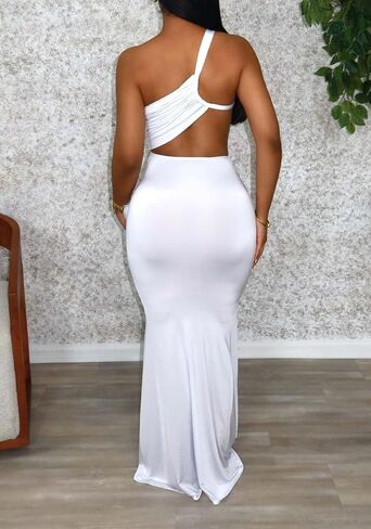 Ptorlio Womens Summer Maxi Dress Sexy Party Vacation Bodycon Ruched Backless Stretchy Asymmetrical Long Dresses in Kuwait