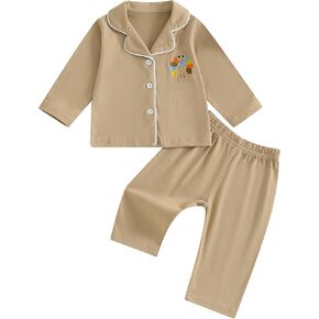 Balaflyie Baby Button Down Pajamas Set Shirt and Pants Toddler Cotton Pjs Long Sleeve Sleepwear in Kuwait