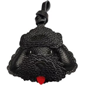 Handmade Cowhide Cute Dog Bag Charm Keychain, Leather, 3 Colors Available - Black, Brown, White in Saudi Arabia