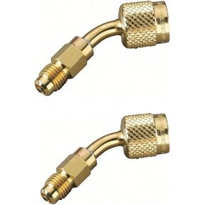 (PACK of 2) Yellow Jacket 19180 1/4" Hose Adapter for Left-Handed A2L Refrigerant Tanks - Female LH to Male RH Angled Fitting. Material: brass, Made in USA in Kuwait