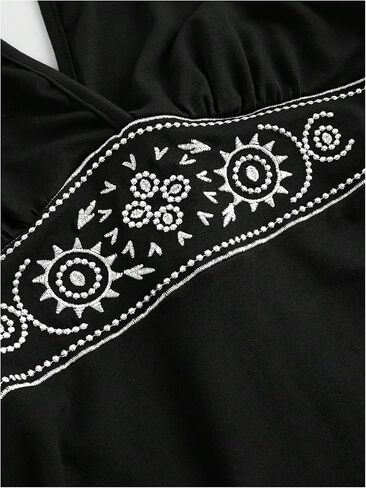 Verdusa Women's V Neck Hippie Halter Tiered Dress Ruched Mini Ruffle Y2K Dress Western Outfits XS-4XL in Saudi Arabia