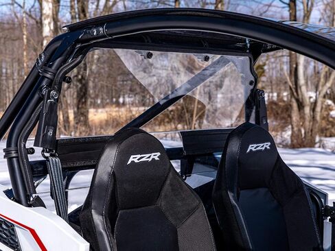 SuperATV Heavy Duty Rear Windshield for 2021+ Polaris RZR Trail 900 / S 900 / S 1000 | 1/4" Thick Polycarbonate 250 Times Stronger Than Glass | USA Made in Saudi Arabia