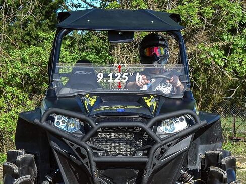 SuperAtv Half RZR Windshield لعام 2008+ Polaris RZR / 800 / S 800/4 800 (انظر التركيب) | 1/4 "سميكة بولي كربونات 250X أقوى من الزجاج | الولايات المتحدة الأمريكية صنعت in Saudi Arabia