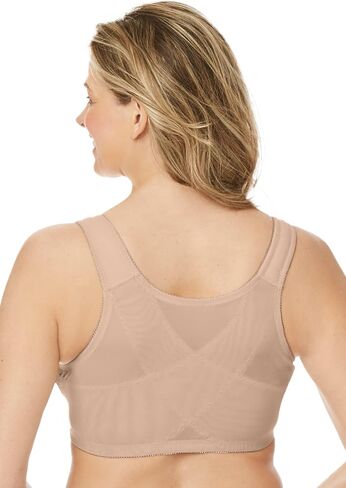 Comfort Choice Women's Plus Size Front-Close Embroidered Wireless Posture Bra in Kuwait