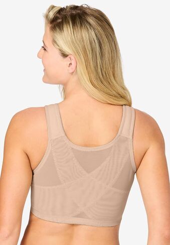 Comfort Choice Women's Plus Size Front-Close Embroidered Wireless Posture Bra in Kuwait