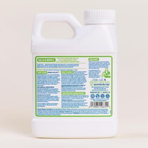Wondercide - Flea and Tick Spray Concentrate for Yard and Garden with Natural Essential Oils – Kill, Control, Prevent, Fleas, Ticks, Mosquitoes and Insects - Safe Around Pets, Plants, Kids - 16 oz in Kuwait