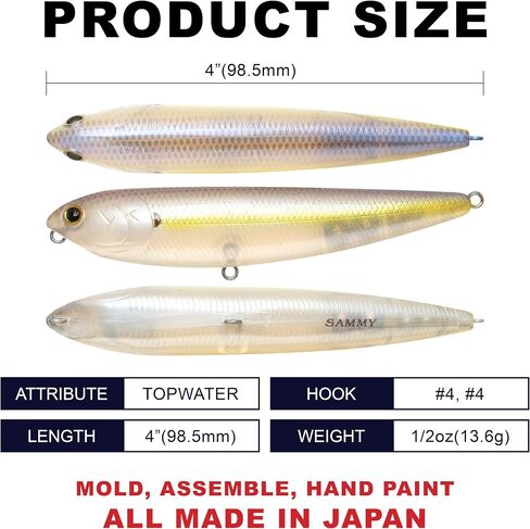 LUCKY CRAFT Sammy 100, Topwater Walking The Dog Action Freshwater Lake Bass Fishing Champion Bait in Kuwait